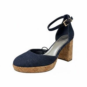 Worthington Denim Blue Heels with Cork Block